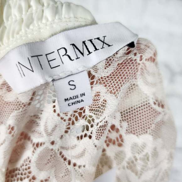 Intermix camille lace bodysuit Sz S mock neck long sleeve Top A18C - Picture 5 of 5